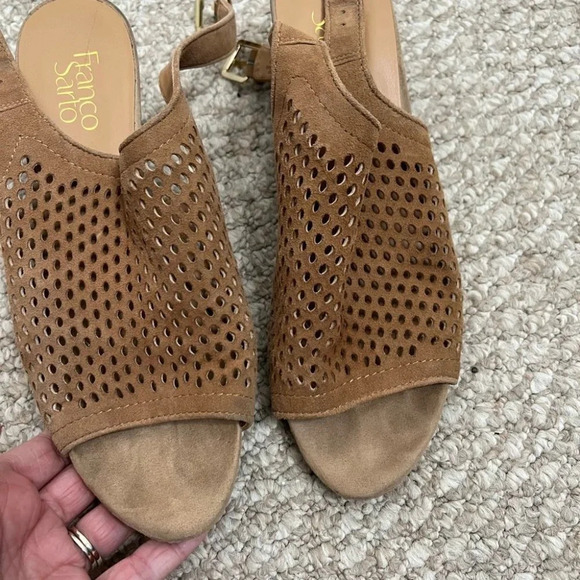 Franco sarto brown heels peep toe sandals size 10 - Picture 2 of 11